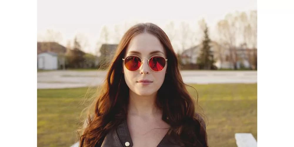 عینک آفتابی RayBan 3447 Round Gold Red Flash Lenses