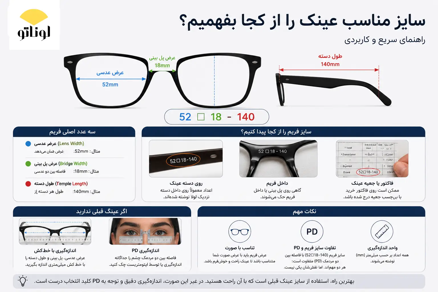 سایز مناسب عینک را از کجا بفهمیم؟