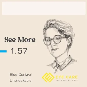 عدسی طبی بلوکنترل سی مور See More 1.57 BLUE CONTROL/Unbreakable/HD Coating/ABBE:45