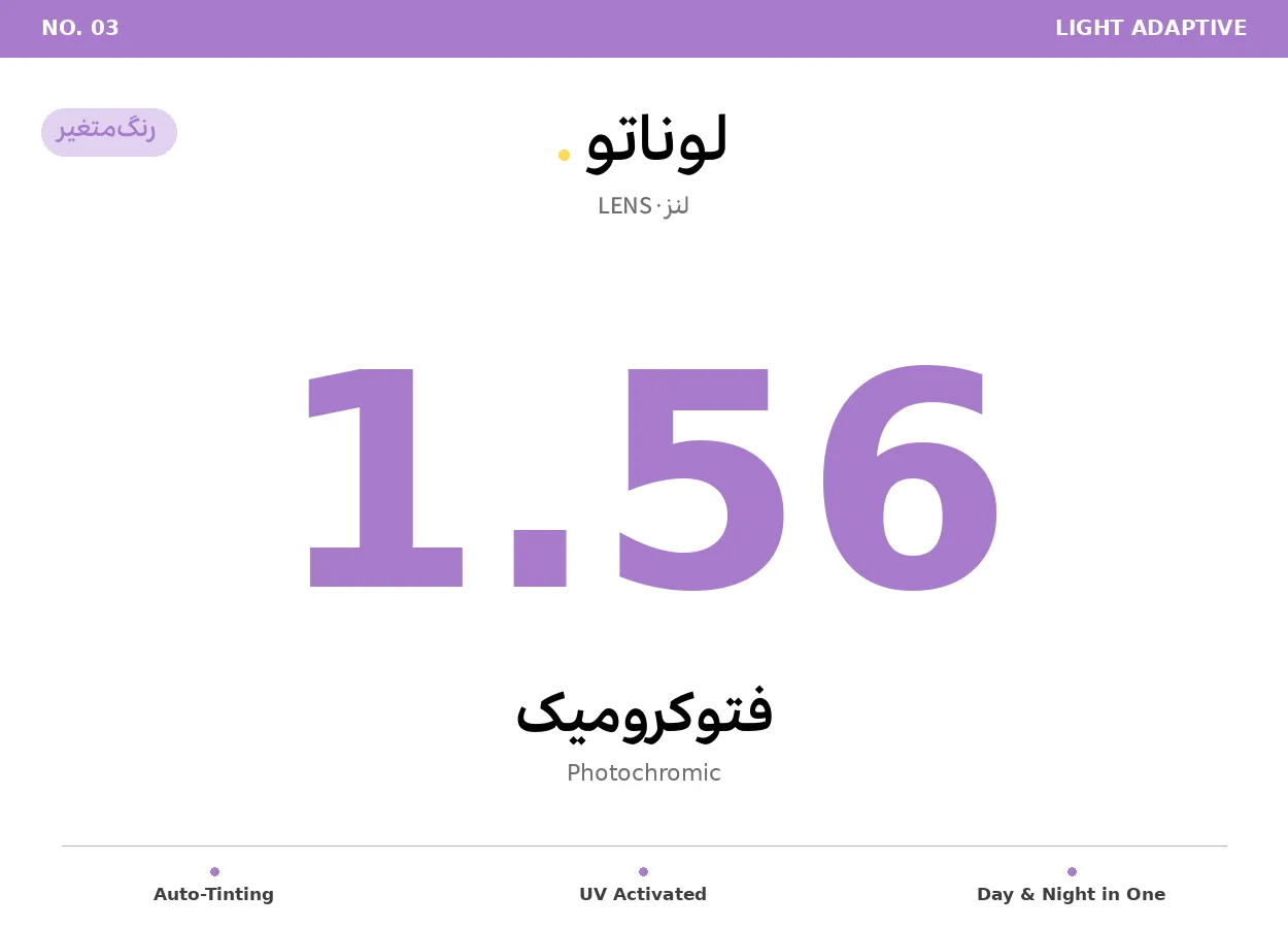 lens_03_photochromic_156_FRONT عدسی فتوکرومیک طبی لوناتو Lunato Lens 1.56 Photochromic - Image 1